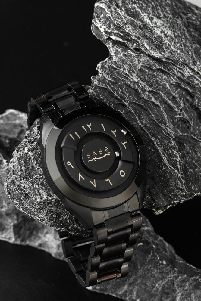 LUXURY SABR ARABIC NUMERAL BLACK STEEL WATCH