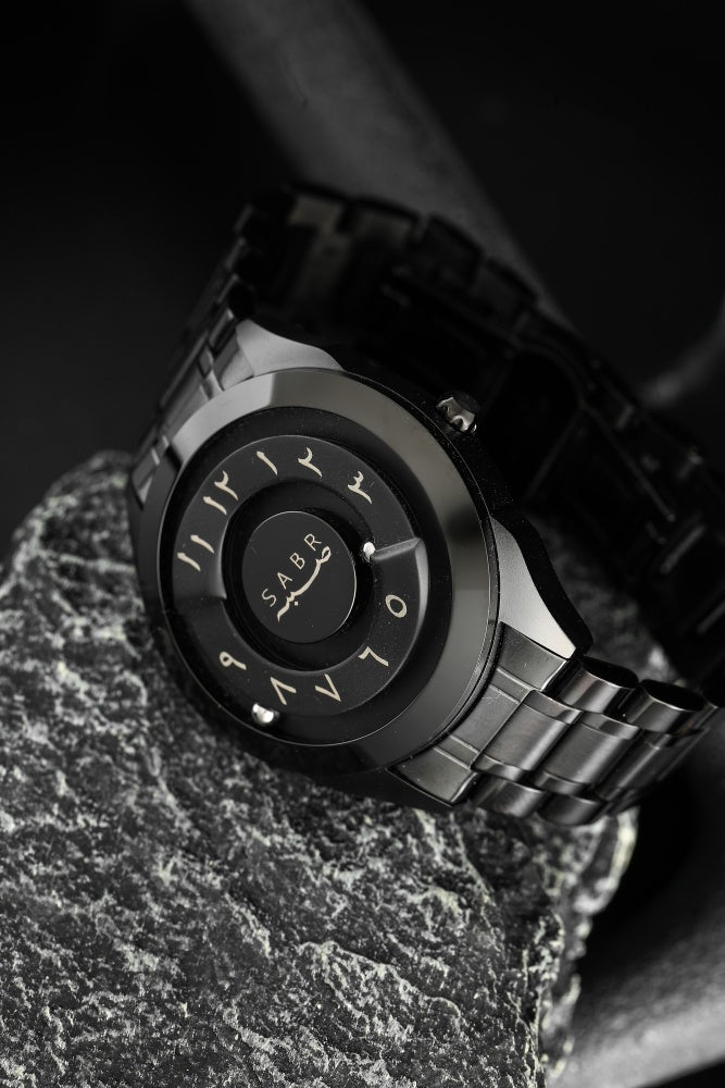 LUXURY SABR ARABIC NUMERAL BLACK STEEL WATCH