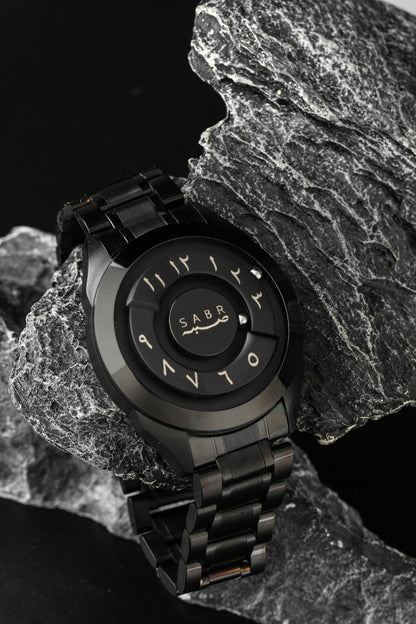 LUXURY SABR ARABIC NUMERAL BLACK STEEL WATCH