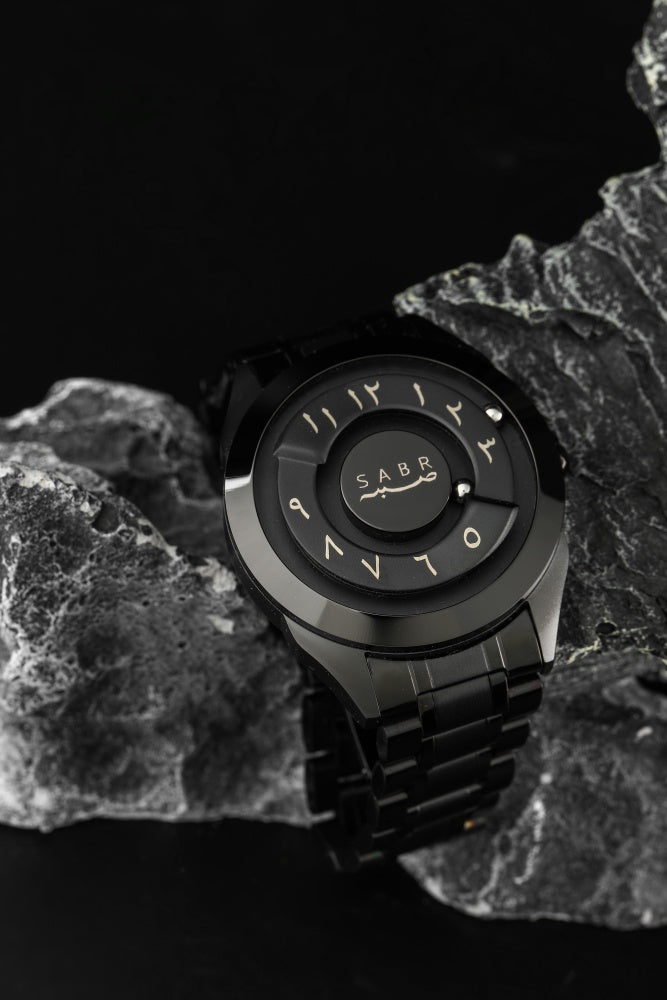 LUXURY SABR ARABIC NUMERAL BLACK STEEL WATCH
