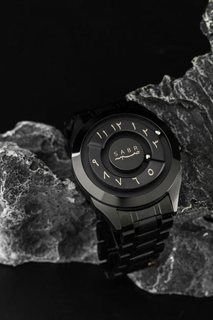 LUXURY SABR ARABIC NUMERAL BLACK STEEL WATCH