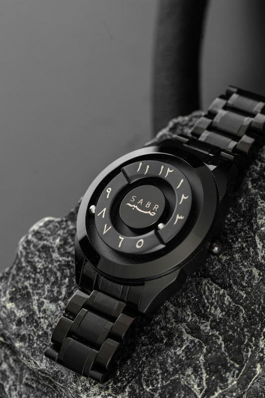 LUXURY SABR ARABIC NUMERAL BLACK STEEL WATCH