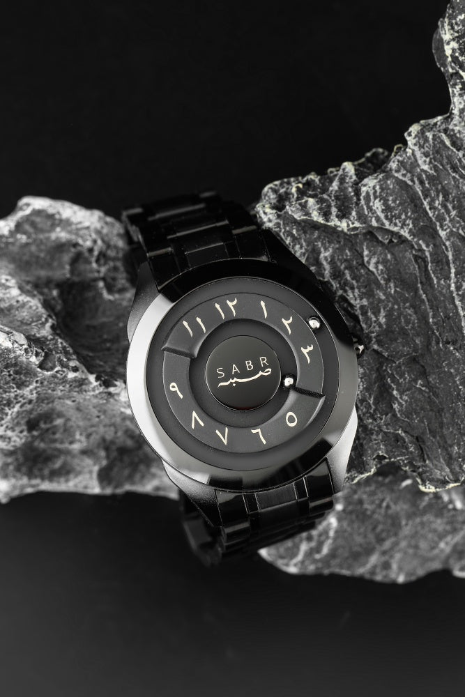 LUXURY SABR ARABIC NUMERAL BLACK STEEL WATCH
