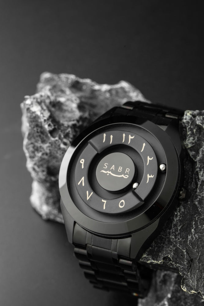 LUXURY SABR ARABIC NUMERAL BLACK STEEL WATCH