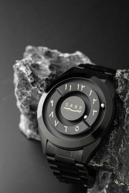 LUXURY SABR ARABIC NUMERAL BLACK STEEL WATCH