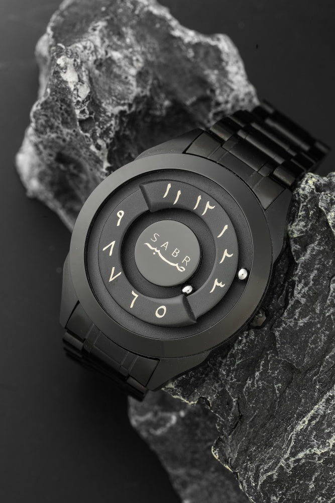 LUXURY SABR ARABIC NUMERAL BLACK STEEL WATCH