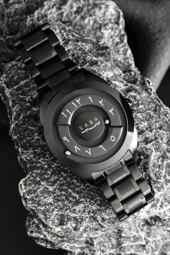 LUXURY SABR ARABIC NUMERAL BLACK STEEL WATCH
