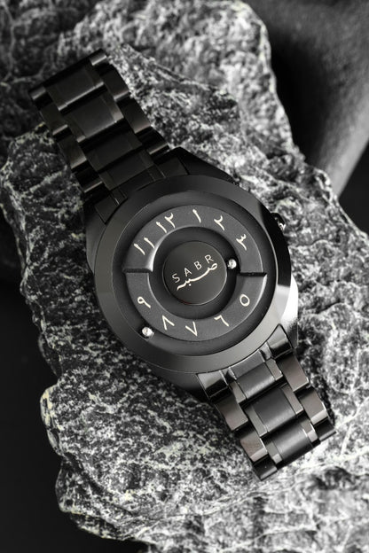 LUXURY SABR ARABIC NUMERAL BLACK STEEL WATCH