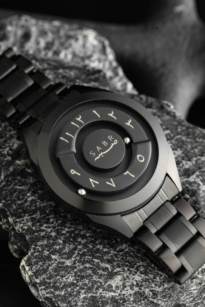 LUXURY SABR ARABIC NUMERAL BLACK STEEL WATCH