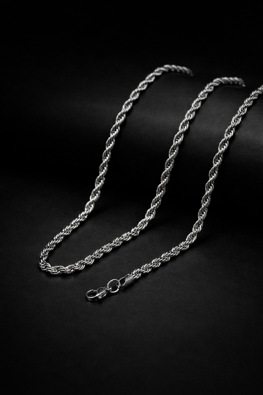 Premium Silver Rope Chain Necklace for Men & Women – Classic Twisted Design | Zanmato Lifestyles