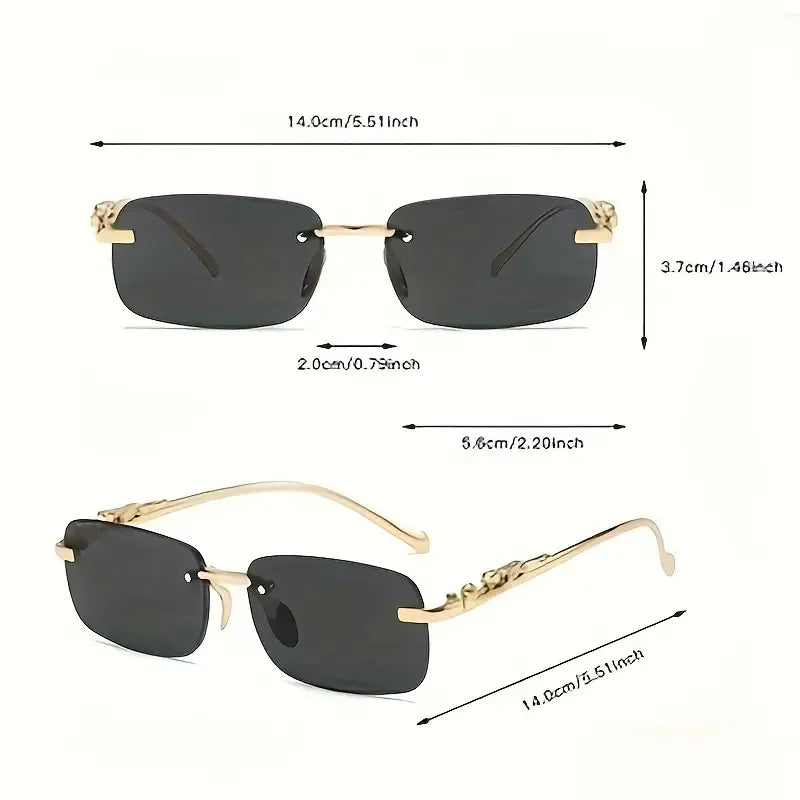 FASHIONABLE LEOPARD PRINT RIMLESS SQUARE SUN GLASSES