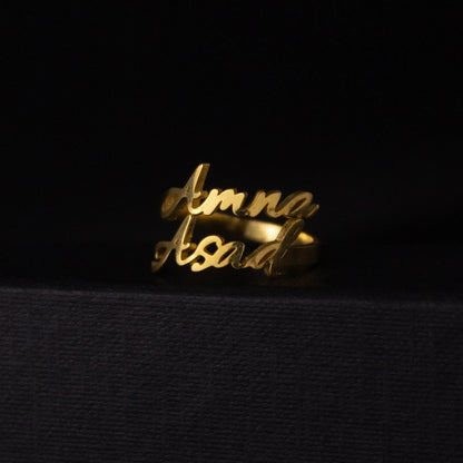 Custom Couple Name Ring – Adjustable Personalized Jewelry