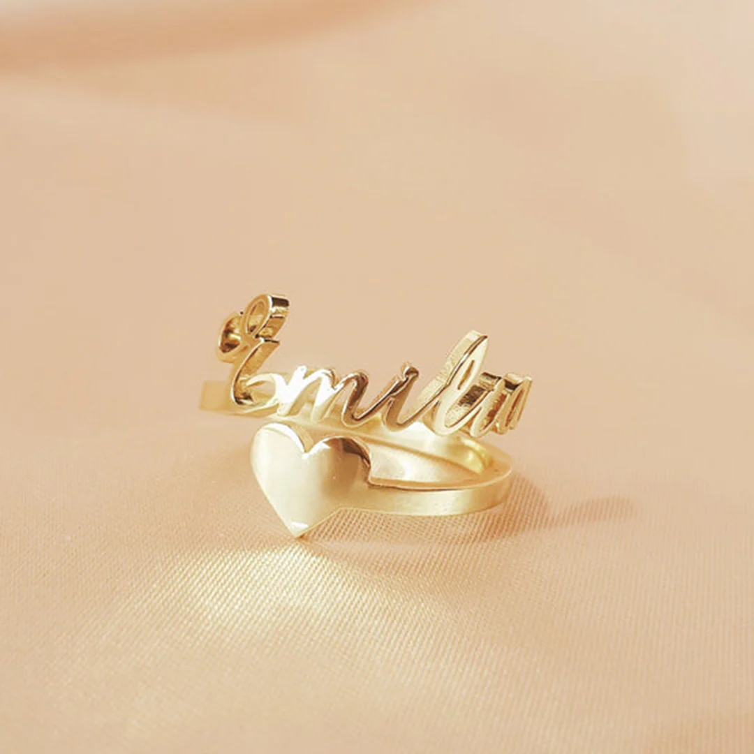 CUSTOM NAME HEART RING – GOLD PLATED