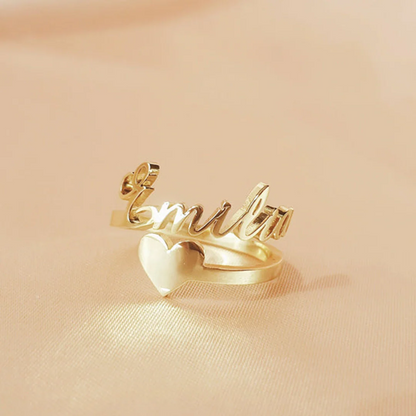 CUSTOM NAME HEART RING – GOLD PLATED