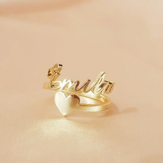 CUSTOM NAME HEART RING – GOLD PLATED