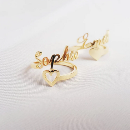 CUSTOM NAME HEART RING – GOLD PLATED