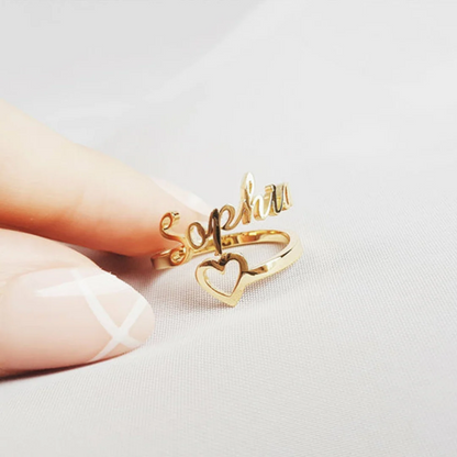 CUSTOM NAME HEART RING – GOLD PLATED