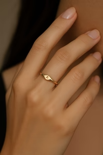 Personalized Initial Letter Ring – Gold-Plated Minimalist Name Ring for Mens/ Women