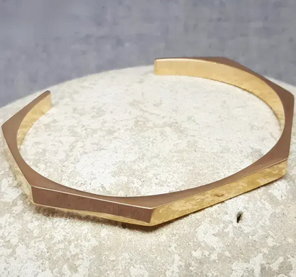 STAINLESS STEEL HEXAGON CUFF BANGLE