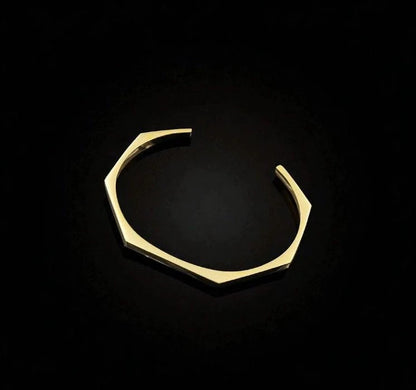 HEXAGON STEEL CUFF BANGLE SET - ZANMATO