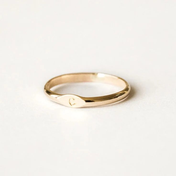 Personalized Initial Letter Ring – Gold-Plated Minimalist Name Ring for Mens/ Women