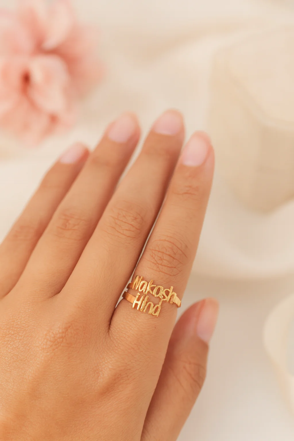 Custom Couple Name Ring – Adjustable Personalized Jewelry