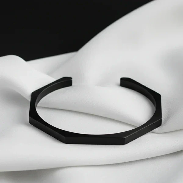 STAINLESS STEEL HEXAGON CUFF BANGLE