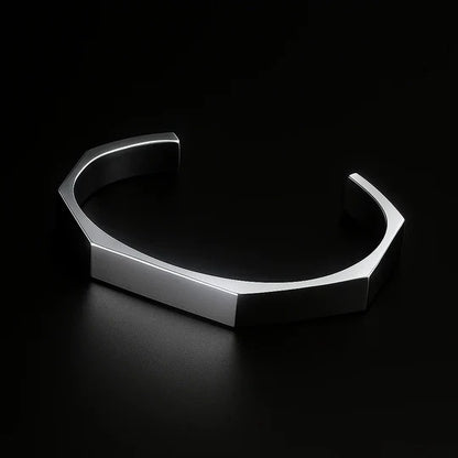 HEXAGON STEEL CUFF BANGLE SET - ZANMATO