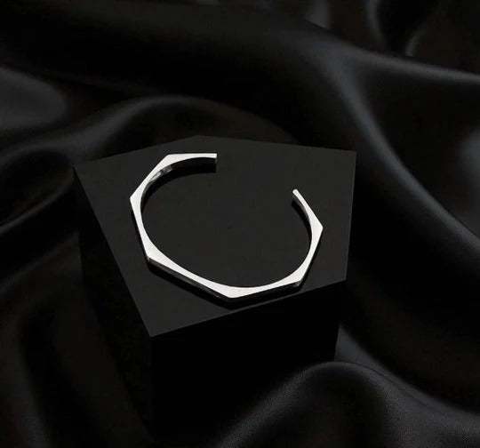 HEXAGON STEEL CUFF BANGLE SET - ZANMATO