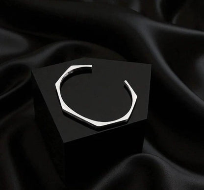 HEXAGON STEEL CUFF BANGLE SET - ZANMATO