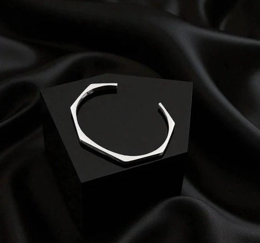 HEXAGON STEEL CUFF BANGLE SET - ZANMATO