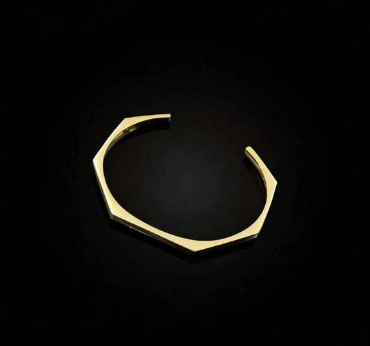HEXAGON STEEL CUFF BANGLE SET - ZANMATO
