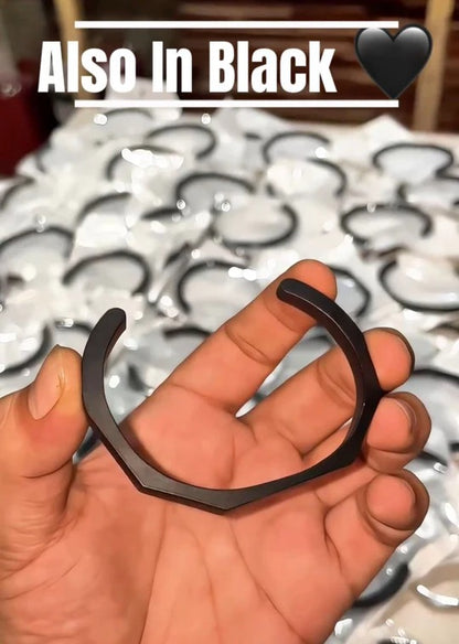 HEXAGON STEEL CUFF BANGLE SET - ZANMATO