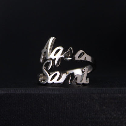 Custom Couple Name Ring – Adjustable Personalized Jewelry