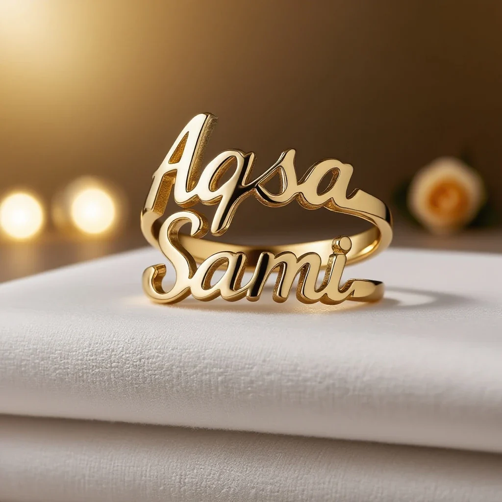 Custom Couple Name Ring – Adjustable Personalized Jewelry